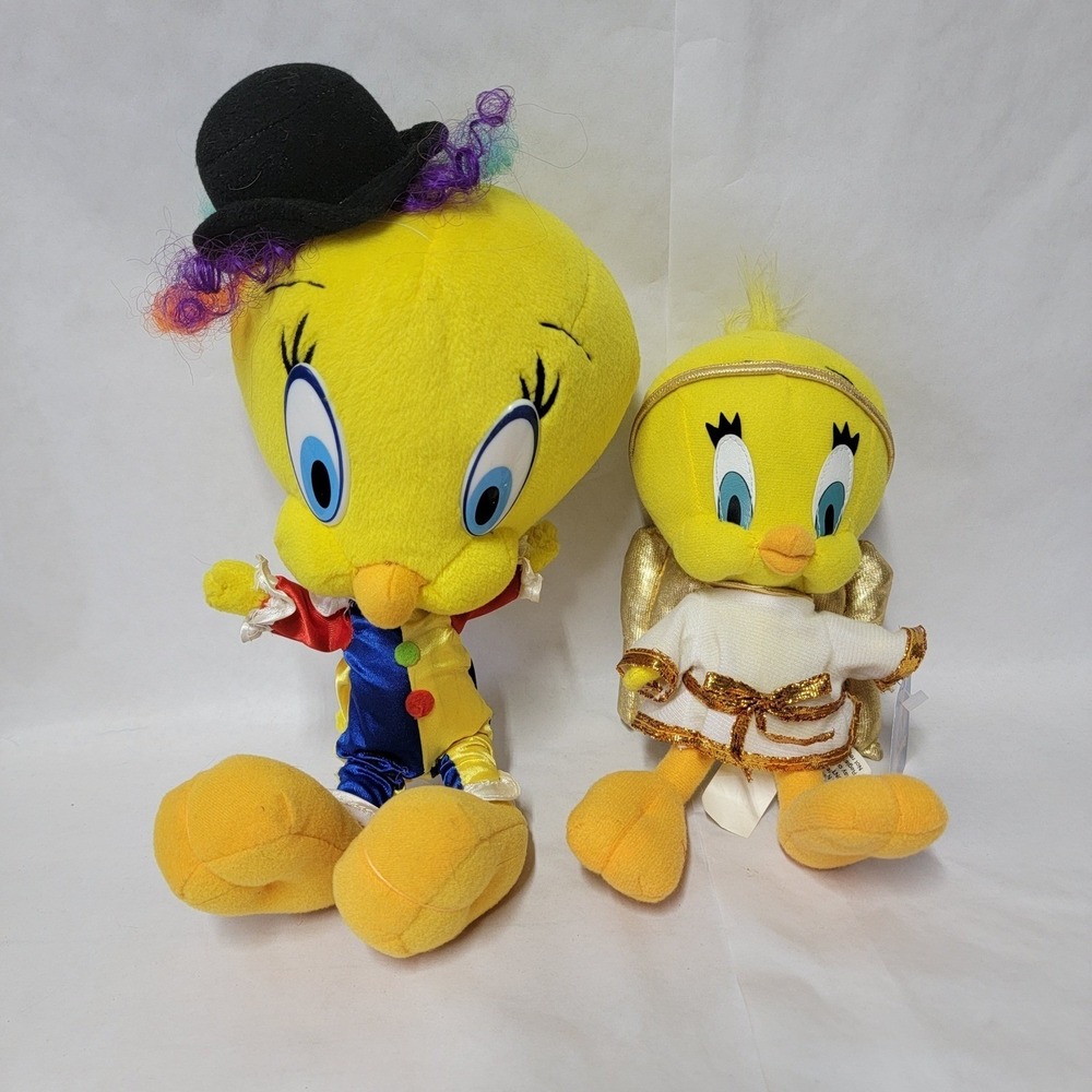 Looney Tunes Tweety Bird Plush Lot Clown 2007 Angel 1998 Warner Bros Toy‎